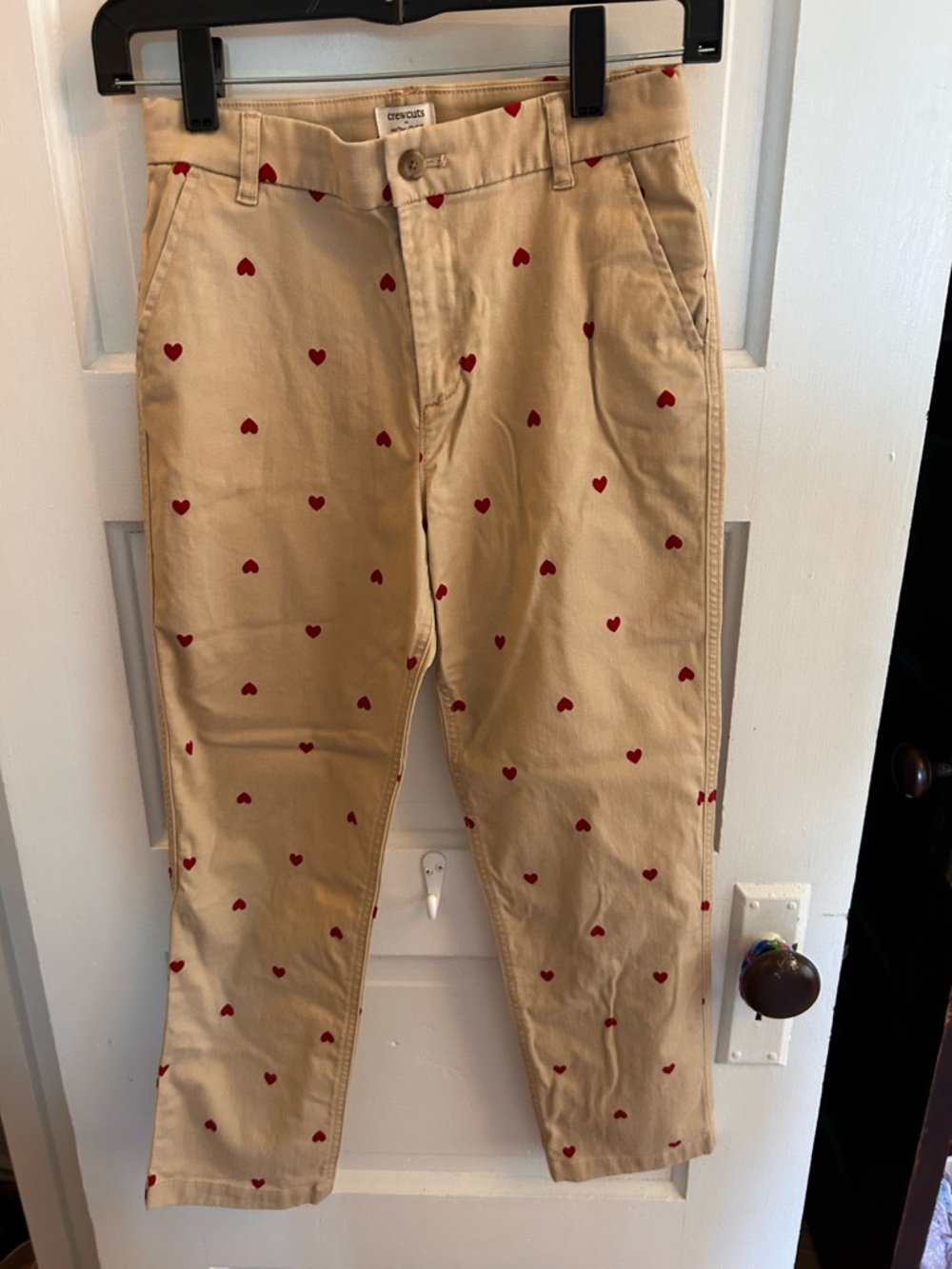 Crewcuts Tan Chinos with Red Heart Print